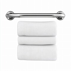 Fototapeta premium Chrome Towel Rack with Folded White Towels and Minimalist Design
