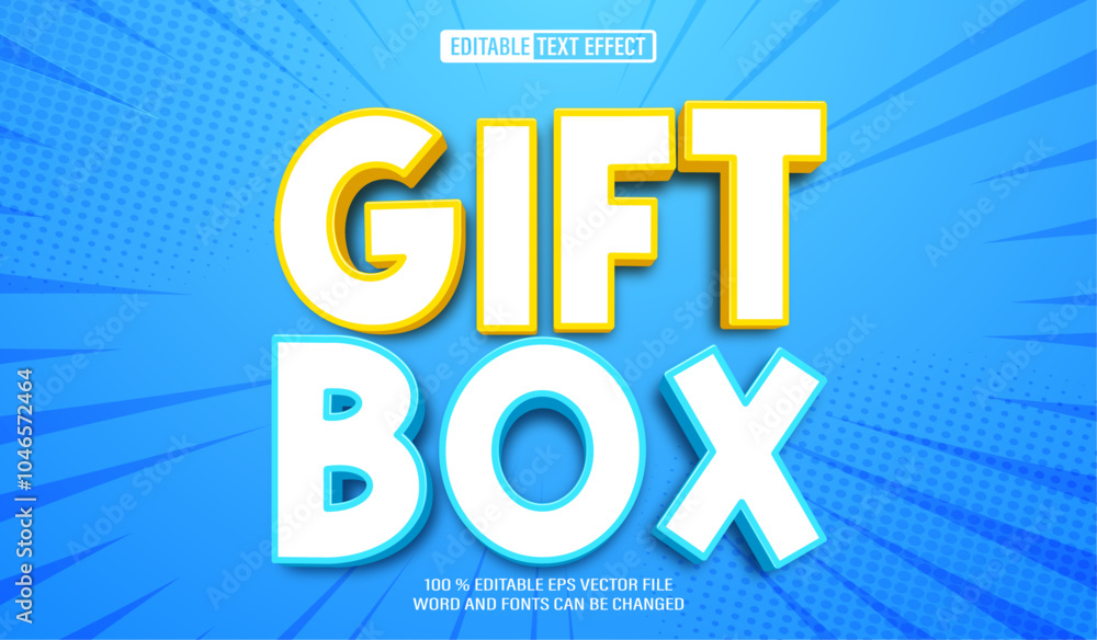Poster editable 3d text style effect - gift box cartoon text effect template