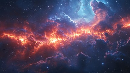 Celestial events with cosmic clouds and bright stars.