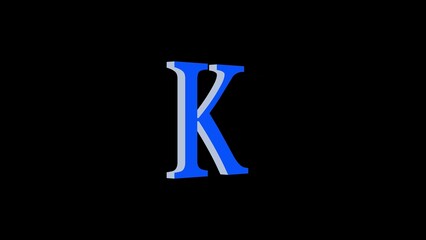 K letter logo loopable rotated blue color black background