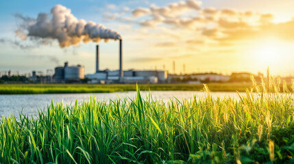 Grass and a Factory in the Distance