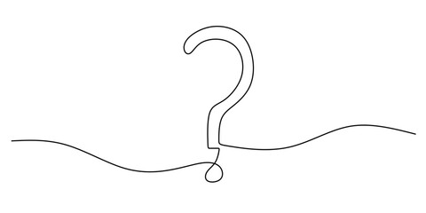 Continuous Line Drawing of a Question Mark Minimalist Design Vector Illustration