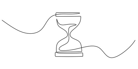 Minimalist Hourglass Continuous Line Drawing for Time Concept Vector Illustration