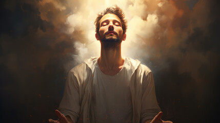 generated illustration of  man sitting in a meditative pose