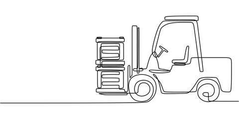 Continuous Line Drawing of Forklift Lifting Pallets for Logistics Efficiency in Warehousing