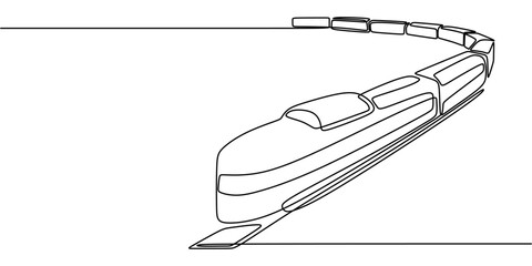 Continuous Line Drawing of Trains and Railroad Tracks Minimalist Transportation Concept