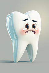 Animated crying tooth with sad expression cartoon style image