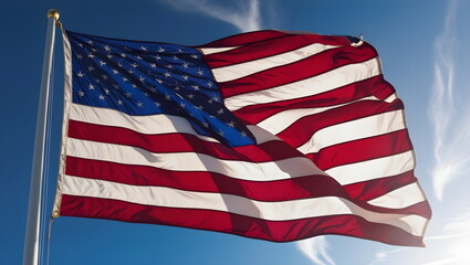 Obraz premium The Majestic Flag: A Symbol of American Patriotism Waving Proudly