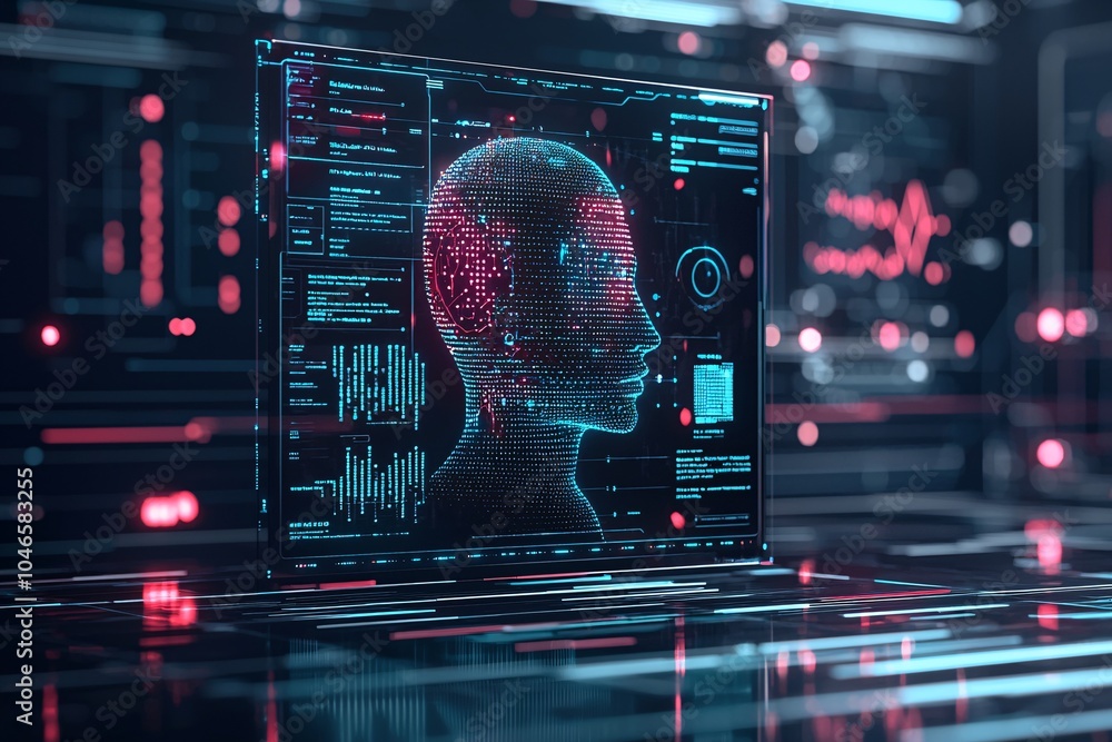 Poster a digital canvas displaying an evolving piece of art, powered by ai algorithms, with icons of neural
