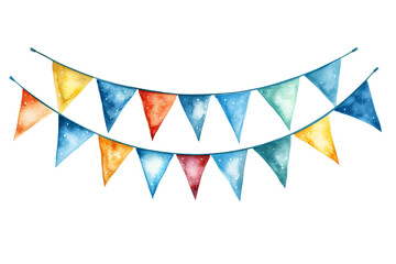 Obraz premium Colorful Festive Flags Hanging on a String