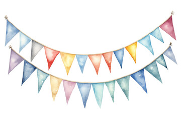 Fototapeta premium Vibrant Celebration Flags Hanging in the Air