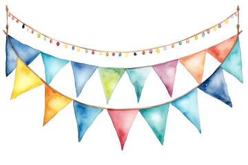 Colorful Celebration Flags and Lights