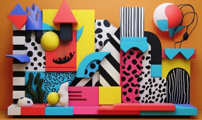 Obraz premium Abstract colorful geometric shapes and patterns.