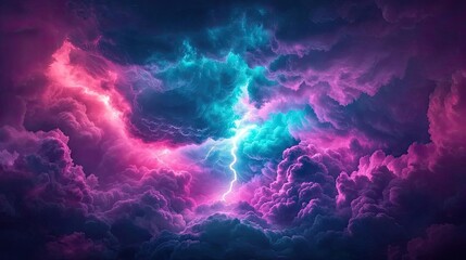 Fototapeta premium Dramatic storm clouds illuminated by vibrant colors in a fantastic sky.