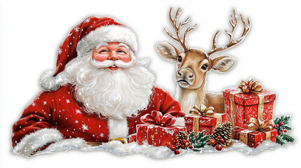 Santa Claus with reindeer