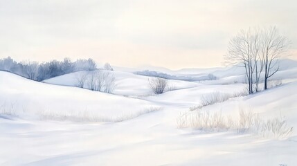 Fototapeta premium A serene winter landscape featuring snow-covered trees and mountains under a clear blue sky, capturing the beauty of nature in a frozen scene