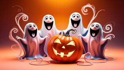 Whimsical 3D Halloween Ghosts with a Jack-o'-Lantern