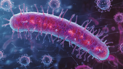 Close-up 3D model of the virus