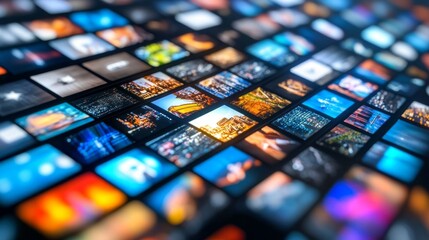 A collection of images on a screen, some of which are blurry