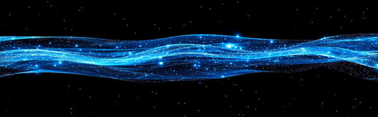 Futuristic point wave. Abstract blue background with a dynamic wave. Artificial intelligence and big data. Information waves and global database. Abstract technological illustration.