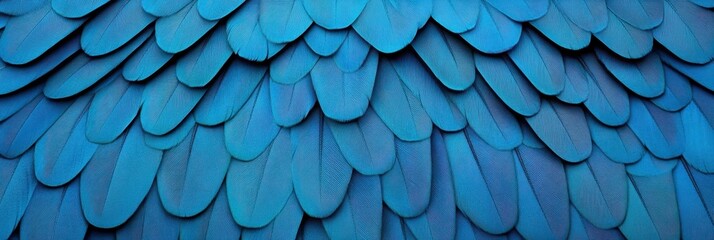 Abstract Blue Feather Texture, Close up of Vibrant Blue Bird Feathers, Nature Background