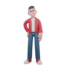 Illustrated 3D Music Star.  A male singer stands with his left hand on his hip with an arrogant expression. Performance Artist