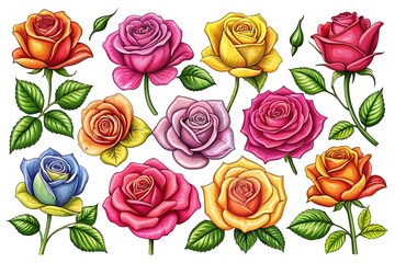 Rose Vector Set for Designs. Beautiful Flower Vector Art. Elegant Roses in Vector. Romantic Rose Illustrations. Gorgeous Rose Art Set.