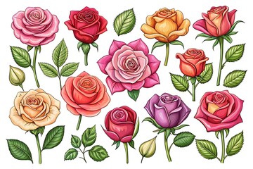 Vector Roses for Design. Beautiful Floral Vector Set. Rose Art for Projects. Decorative Rose Illustrations. Stylish Rose Vector Graphics.