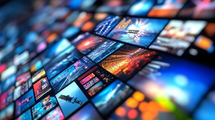 A collage of images with a blue background