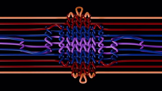 Colorful Seamlessly Looping Knitting Animation. Looped animation.