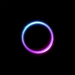 Neon magic circle.Futuristic light circle for background.Light frame.Vector.Magic portal.