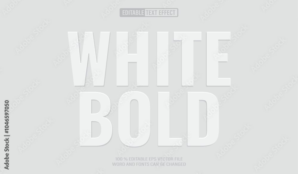 Aufkleber editable 3d text style effect - white bold embossed text effect template