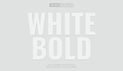 Editable 3d text style effect - White Bold Embossed text effect Template