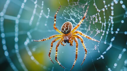 A close-up of a spider spinning its web.