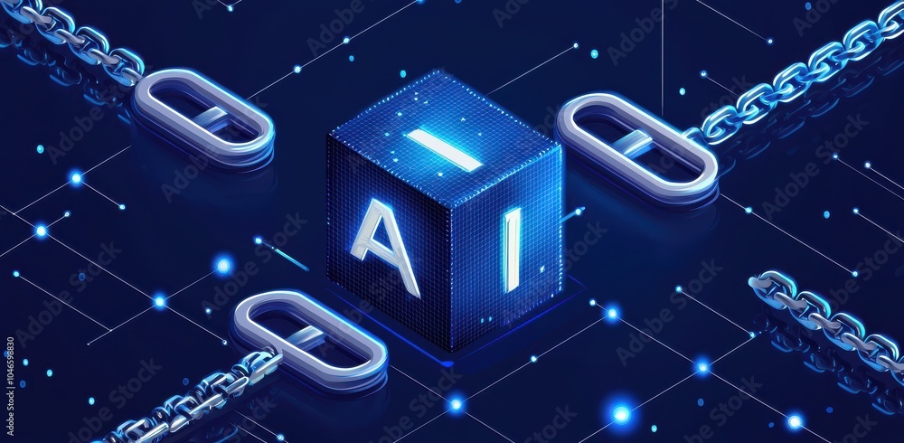 Aufkleber futuristic ai hub with digital technology connections and data streams