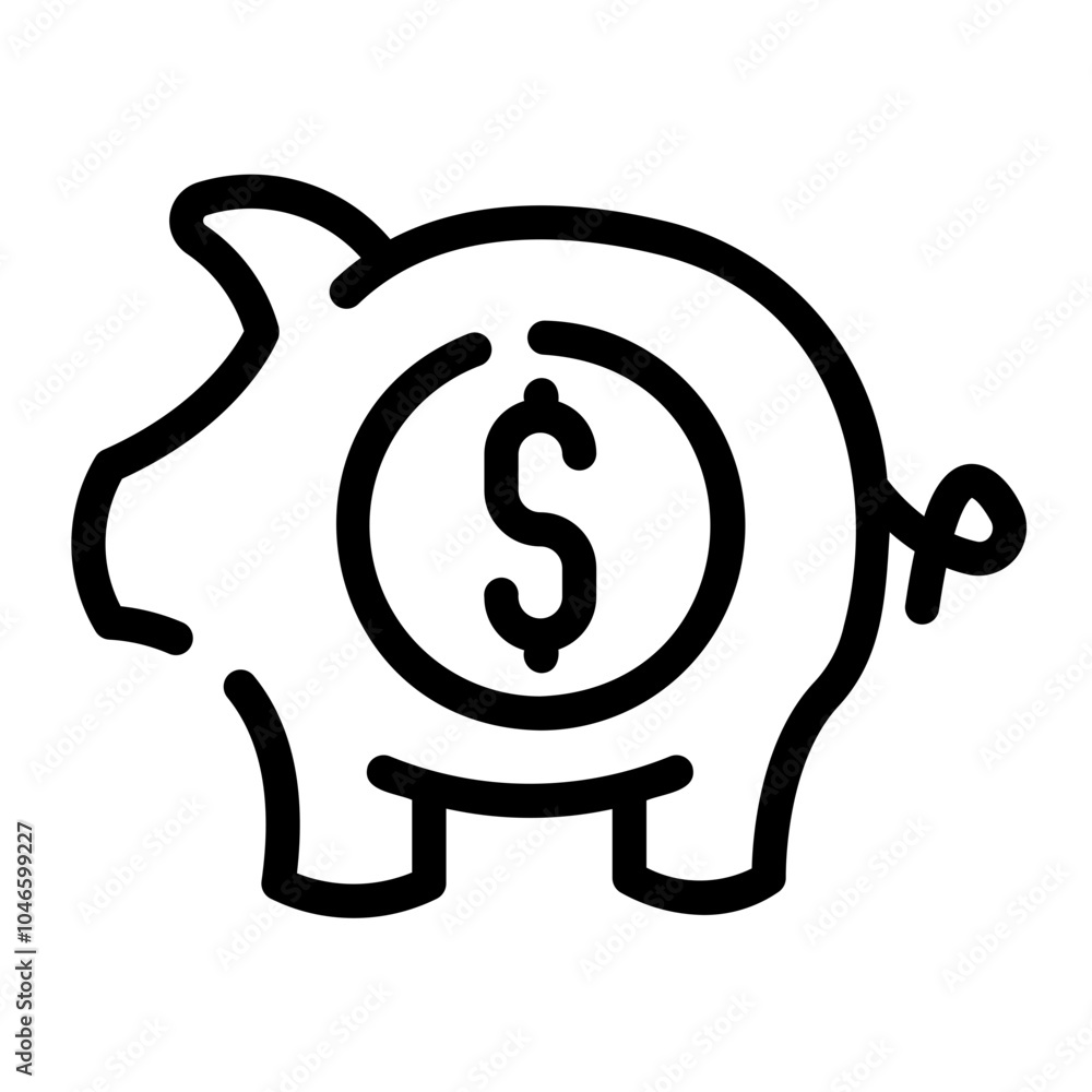 Sticker piggy bank Line Icon