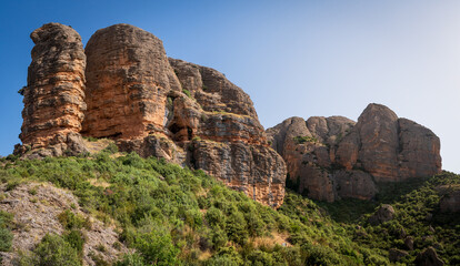 The Cliffs and Landscape of Agüero, in the province of Huesca, Aragon, Spain