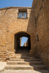 The Walls and towers at Cerco de Artajona, 12th century, medieval fortress over village of...