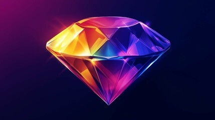 Vibrant Diamond Icon in Flat Design with Luxury Appeal
