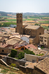 The Walls and towers at Cerco de Artajona, 12th century, medieval fortress over village of...