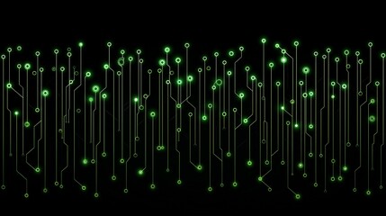 Minimalistic Green Circuit Lines on Black Background