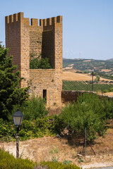 The Walls and towers at Cerco de Artajona, 12th century, medieval fortress over village of...