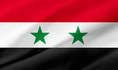 Syria flag background with waving fabric texture