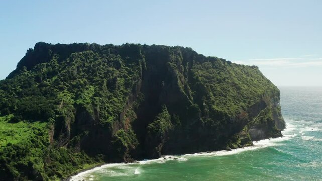 Seongsan Ilchulbong Tuff Cone aerial view, Jeju Island, South Korea