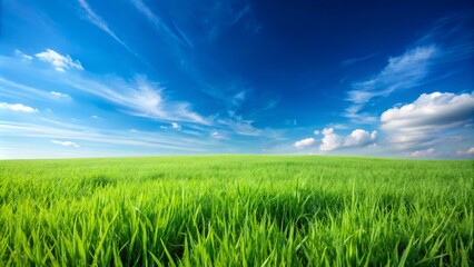 Fototapeta premium Minimalist Photography of Grass Against a Clear Sky, Capturing Serenity and Nature's Beauty with Lush Greenery and Vibrant Sky in Stunning Composition