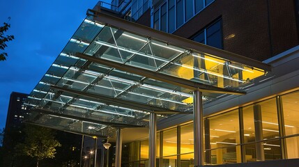 Movable Glass Canopy Roof for Outdoor Spaces, Featuring a Sleek Design and Innovative Mechanism for Versatile Sun and Rain Protection