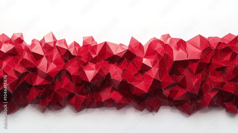 Aufkleber A vibrant abstract composition of red geometric shapes creating a dynamic wave-like structure.