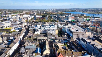Obraz premium Aerial view over the city of Galway in Ireland - GALWAY, IRELAND - OCTOBER 06, 2024