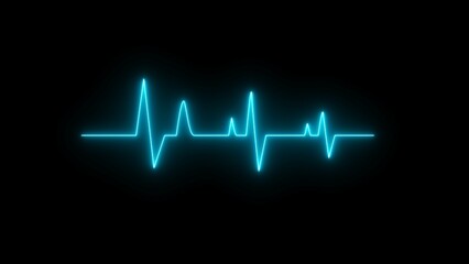 Neon heartbeat icon illustration on black background. heartbeat line display medical research concept. Heart rhythm sign,