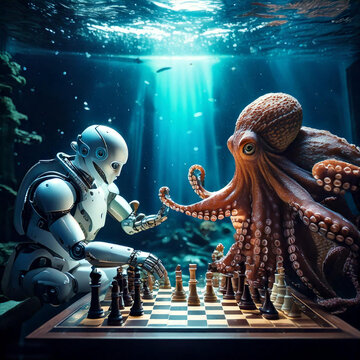 Intelligence Artificielle, Poulpe jouant aux &eacute;checs avec un robot 